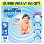 Molfix Bantlı Bebek Bezi 5+ Beden 8-18 kg 84 Adet Süper Fırsat Paketi Yumuşak Koruma