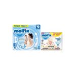 Molfix Bebek Bezi 2 Beden 3-6 kg Mini 80 Adet Fırsat Paketi + 3 Adet İzotonik Islak Mendil