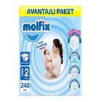 Molfix Bebek Bezi, 2 Beden Mini, 3-6 kg, 240 Adet, Avantajlı Paket
