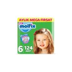 Molfix Bebek Bezi, 6 Beden, Extra Large, Aylık Mega Fırsat Paketi, 124 Adet