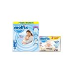 Molfix Bebek Bezi Beden 1 (2-5 kg) Yeni Doğan 82 Adet + Islak Mendil 3x50 Yaprak Seti