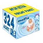 Molfix Bebek Bezi Beden 3, 4-9 kg, Midi, 324 Adet, Aylık Ultra Fırsat Paketi