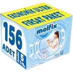 Molfix Bebek Bezi Beden 5 (11-18 Kg) Junior, 156 Adet, Ekonomik Ultra Fırsat Paketi
