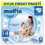 Molfix No:4+ Maxi Plus 136 Adet Bebek Bezi