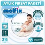 Molfix Premium No:1 Yenidoğan 216 Adet Bebek Bezi