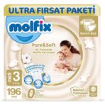 Molfix Pure&Soft No:3 Midi 196 Adet Bebek Bezi
