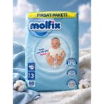 Molfix Ultra Avantaj Paketi Bebek Bezi 1-6 Beden (2-5 kg / 7-14 kg / 15+ Kg) Yüksek Emici, Pamuksu Yumuşaklık, Uzun Süre Kuruluk - 3 Beden, Midi, 68'li