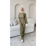 Molly Nelly Kadın Salaş Eteği Düğmeli Bluz Pantolon Takım