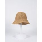 Mollycrush Kadın Camel Hasır Örgü Bucket | Bohem Stil Plaj ve Güneş Şapkası - Standart