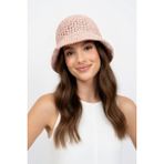 Mollycrush Kadın Pembe Hasır Örgü Bucket | Bohem Stil Plaj ve Güneş Şapkası - 56 - 59 cm