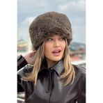 mollycrush Kışlık Peluş Kahve Suni Kürk Kalpak Şapka, Standart, MollyKlpk, Kahverengi, Kadın