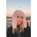 mollycrush Luxury Uzun Tüylü Suni Kürklü Peluş Tüylü Pilot Şapka, Standart, uzuntüylüpilotspkamolly, Pembe, Kadın