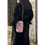 mollycrush Peluş Suni Kürk Omuz Çantası, Standart, Mollycrush Peluş Çapraz Omuz Çantası, Toz Pembe, Kadın