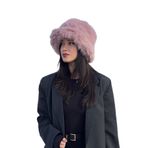 mollycrush Suni Kürk Bucket Kalpak Şapka, Standart, Uzuntuylubucketmolly, Pembe, Kadın