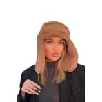 mollycrush Suni Kürk Peluş Tüylü Elit Ponponlu Şapka Bere, Standart, mollyponponlusapka, Camel, Kadın