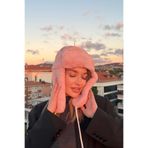 mollycrush Suni Kürk Peluş Tüylü Elit Ponponlu Şapka Bere, Standart, ponponlumolly, Pudra, Kadın