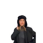 mollycrush Suni Kürk Peluş Tüylü Elit Ponponlu Şapka Bere, Standart, ponponlumolly, Siyah, Kadın