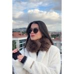mollycrush Suni Kürk Yumuşak Boyunluk Premium Mıktanıslı Kışlık Peluş Boyunluk, Standart, mollyboyunlukmıknatıslıkurk, Kahverengi, Kadın