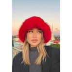 mollycrush Suni Kürklü Peluş Bucket Kalpak Şapka Luxury Rus Slav Tarzı, Standart, kısatuylubucketsapka, Kırmızı, Kadın