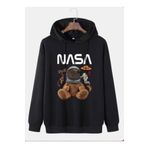 MollyTekstil Molly Unisex Siyah Ayıcıklı Nasa Baskılı Sweatshirt