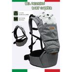 Molmini Oturaklı premium Kanguru 6. aydan itibaren 6in1 Oturaklı Ergonomik Lüks Kanguru Keten Gri
