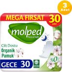 Molped Pure Soft Gece 30'lu Mega Fırsat Paketi Organik Pamuklu Nefes Alabilen Yüzey