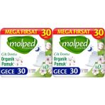 Molped Pure & Soft Gece 60 Adet (2pk x30) Mega Pk Hijyenik Ped Ultra İnce Rahatlık ve Sızıntı Önleyici