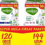 Molped Pure&soft Hijyenik Ped Süper Mega Fırsat Paketi Gece 120 Adet + Uzun 144 Adet