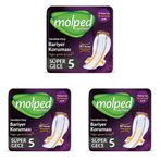 Molped Supernight Hijyenik Ped Gece 5 Adet (3 paketi)