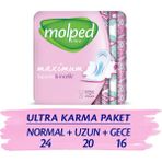 Molped Ultra Hijyenik Ped 60 Adet Süper Karma Paket ile Gün Boyu Konfor ve Sızıntı Önleyici Teknoloji - yok