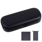 Molshine Sert Kabuk PU Deri Gözlük Kılıfı, Taşınabilir Parlak Gözlük Kılıfı Erkek Kadın Kızlar için Seyahat Çalışma Çalışma Seyahati (Siyah)