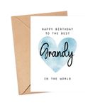 MoltDesigns Happy Birthday To The Best Grandy In The World Kartı - Büyükanne Doğum Günü Kartı - Büyükanne Kartı - Babalar Günü Hediyesi - Doğum Günü Kartı