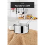 Molvea 16 cm Büyük Boy Lüx Paslanmaz Çelik Sütlük & Sosluk & Kaçerola - Gri