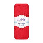 Moly PP Cord Kristal Simli Polyester Makrome El Örgü İpi 200 gr 100 Kırmızı