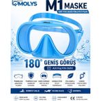 Molys M1 Dalış Maskesi + Antı Fog (Buğu Önleyici Film) - Mavi