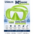Molys M1 Dalış Maskesi + Antı Fog (Buğu Önleyici Film) - Yeşil