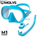 MOLYS M1 DALIŞ MASKESİ + AYNI RENK ŞNORKEL + ŞNORKEL KABI + FREE DOM ANTI FOG BUĞU ÖNLEYİCİ CAM FİLMİ (Mavi)