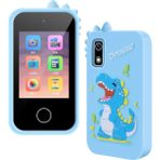 Mom Chooses Baby Favorite A10 2.8 Inç Dokunmatik Ekran Dijital Kamera Hd Çift Lens Oyun Müzik Karikatür Çocuk Kamera ile 32 GB Hafıza Kartı-Dinozor/mavi (Yurt Dışından)