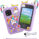 Mom Chooses Baby Favorite Z10S 2.8 Inç Dokunmatik Ekran Çocuk Oyuncak Telefon Kamera Çift Lensli Çalar Saat Video Kaydedici-Mor (Yurt Dışından)