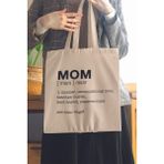 Mom Noun Anneler Günü Anneye Hediye Baskılı %100 Pamuklu Ham Bez Bej Çanta