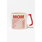 Mom Nutrition Facts Baskılı | Anneler Günü Anneye Hediye | Kırmızı Kulplu Modern Seramik Kupa, QBLK1149-KR