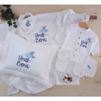 Momand Design 6 Lı Set Erkek Bebek Isimli Müslin Hastane Çıkışı - 02S-Bej - 0 - 3 Ay