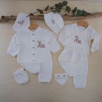 Momand Design Erkek Bebek Müslin Isimli Hastane Çıkışı - 0 - 1 Ay - 001 Kırık Beyaz