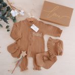 Momand Design Hastane Çıkışı Müslin Tulum Seti - 0 - 3 Ay - Camel