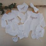 Momand Design Kız Bebek Isimli Müslin Hastane Çıkışı - 0 - 1 Ay - 001 Kırık Beyaz