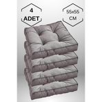 MoMMe 4 Adet Yer Minderi, Kare Yer Koltuk Minderi Büyük Sandalye Minderi, Balkon Minderi ( ANTRASİT GRİ )