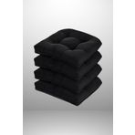 MoMMe SANDALYE MİNDERİ 45x45 CM SİYAH OVAL KÖŞELİ 4'LÜ TAKIM
