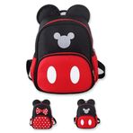 MOMODEER Sevimli Mini Sırt Çantaları, Kırmızı Karikatür Çanta, Fare Kulakları Fiyonklu Seyahat Sırt Çantası, Erkek Kırmızı-1, 10.2×8.3inch, Sırt Çantaları