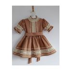 Moms And Babies Kız Bebek Kahverengi Vintage Fistolu Elbise