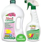 Mom's Green 2'li Set Bitkisel Çamaşır Deterjanı 40 Yıkama Kır Çiçekleri - Bitkisel Leke Çıkarıcı Sprey 750 ml - 1,5 lt